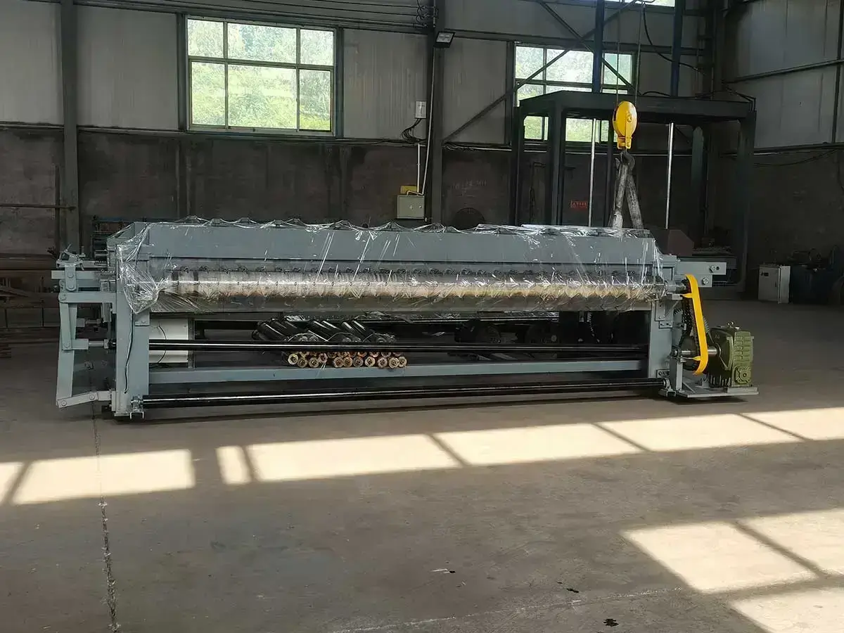 Export packing of CNC Horizontal Gabion Making Machine with protective shrink wrap