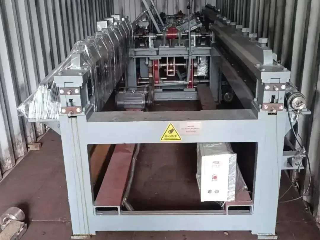 A small hexagonal wire mesh machine securely loaded inside a 20ft shipping container, ready for sea freight or land transport